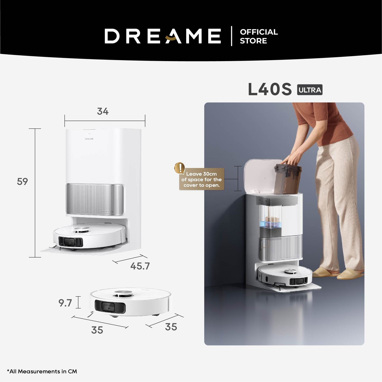 Dreame L40S Ultra Robot Vacuum and Mop with Self-Cleaning and Auto-Empty Dock